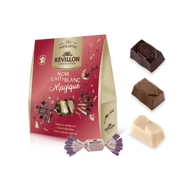 Pochette De Papillotes Révillon : Chocolat Noir, Lait, Blanc Magique ...