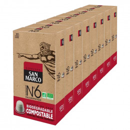 Capsule Nespresso Compatible Biodégradable et compostable Café Bio San Marco N°6 - 8 Boîtes - 80 capsules