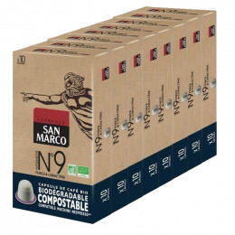 Capsule Nespresso Compatible Biodégradable et compostable Café Bio San Marco N°9 - 8 Boîtes - 80 capsules