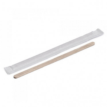 Touillette (spatule) en Bois 140 mm emballage papier individuel - par 500