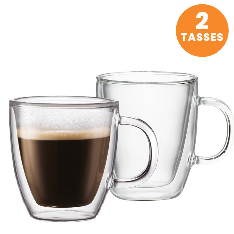 Tasse Bodum Bistro Verre Double Paroi 15 Cl Par 2