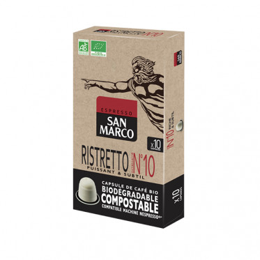 Capsules Nespresso compatible - biodégradable et compostable - Ristretto N°10 Bio San Marco - 10 capsules
