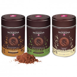 Pack découverte Chocolat Chaud Monbana - 3 Boîtes métal - 3 x 200 gr