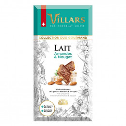Tablette de Chocolat au Lait Villars Amandes Nougat - 180 gr