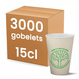 Gobelet en Carton Recyclable Meilleur Prix 15 cl Bio et Nature - 3000 gobelets