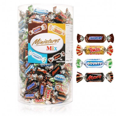 Barre Chocolatée Célébration : Mini Twix, Mars, Bounty, Snikers