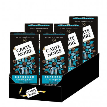 Capsule Nespresso Compatible Café Carte Noire n°7 Espresso Classique 5 boites - 50 Capsules
