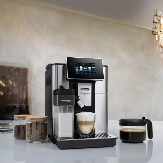 Machine à café en grains Delonghi PrimaDonna Soul ECAM 610.75.MB avec Carafe à Café