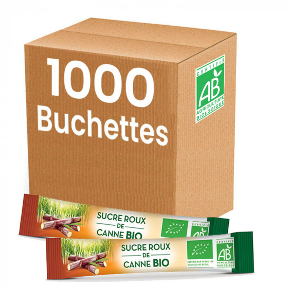 Sucre Roux de Canne Bio - Carton 1000 bûchettes