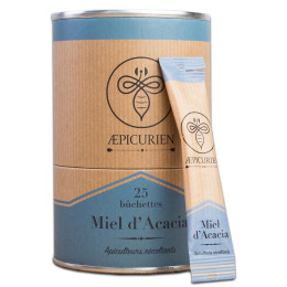 Miel de France en dose individuelle aepicurien - Miel d'Acacia - Boite de 25 sticks