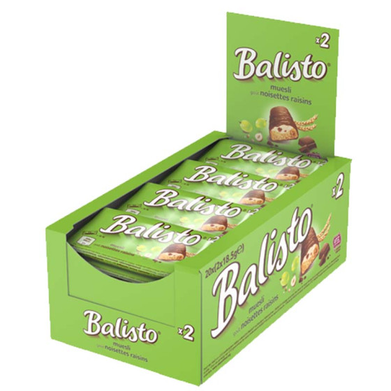 Barre Balisto Muesli, Raisins et Noisettes - Boite de 20 paquets