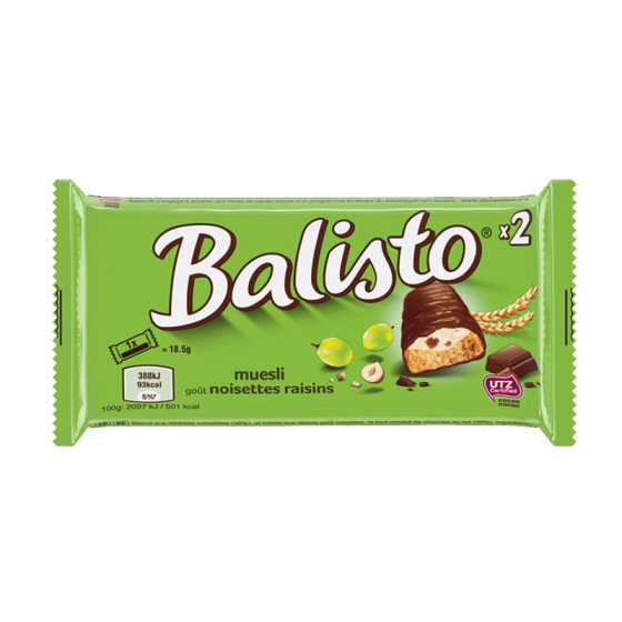 Barre Balisto Muesli, Raisins et Noisettes - Boite de 20 paquets