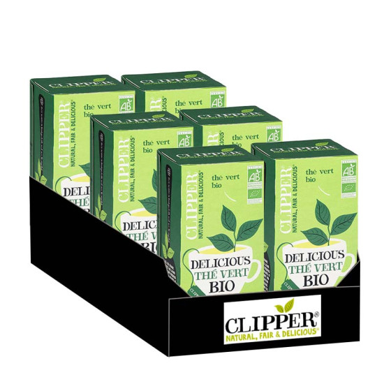 Thé Vert Bio Clipper Vert Nature - 6 boites - 120 sachets