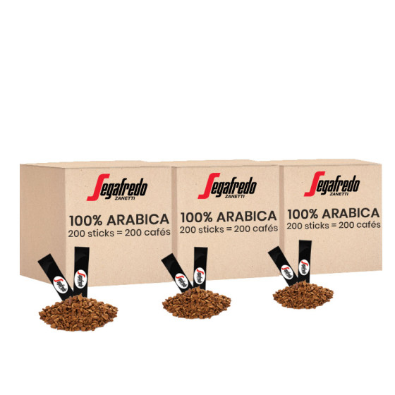Café Soluble Segafredo 100% Arabica - 3 cartons - 600 sticks