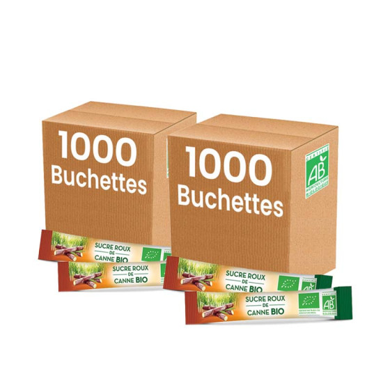 Sucre Roux de Canne Bio - 2 Cartons - 2000 bûchettes