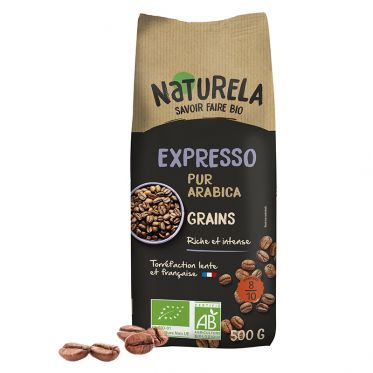 Café en Grains Bio Naturela Expresso Pur Arabica - 9 paquets - 4,5 Kg
