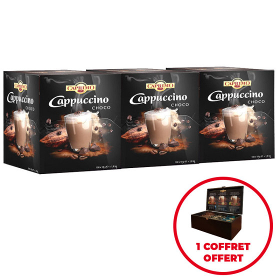 Cappuccino Caprimo Choco - 3 Boîtes distributrices - 300 dosettes individuelles + 1 coffret offert