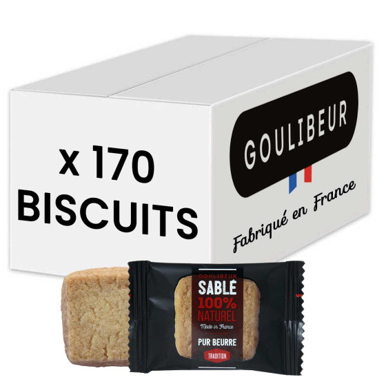 Petit Sablé Nature Pur Beurre Biscuit Goulibeur - Carton de 170 sablés emballés individuellement