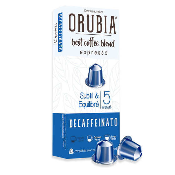 Capsule Nespresso Compatible Café Orubia Decaffeinato 100% Arabica Intensité 5 - 120 capsules