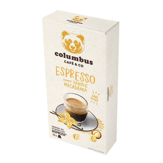 Capsule Nespresso Compatible Columbus Café Saveur Vanille Macadamia - 10 boites - 100 capsules