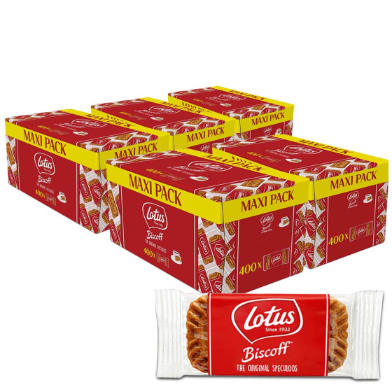 Biscoff Lotus Original Speculoos - 5 cartons - 2000 biscuits emballés individuellement