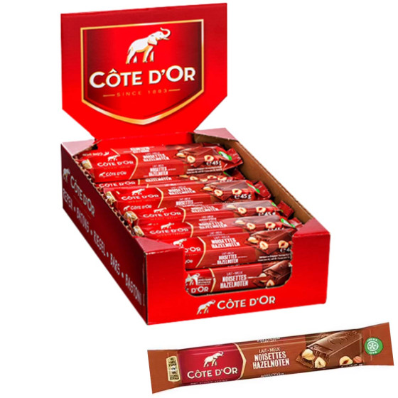 Barre Côte d'Or Chocolat au lait et noisettes - Boite de 32 paquets