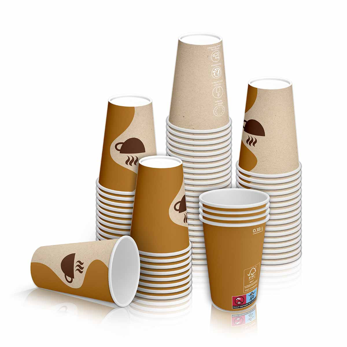 Gobelet à café en carton 18 cl - Premium Bronze - 100 gobelets