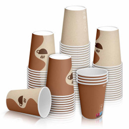 100 Pack 12 oz Tasses à café jetables avec couvercles, à emporter Gobelets  en papier épaissis pour boisson Café Thé Chocolat chaud