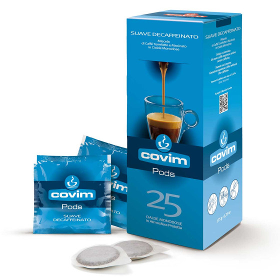 Dosette ESE Café Covim Espresso Suave Décaféiné - 4 boites - 100 dosettes emballées individuellement