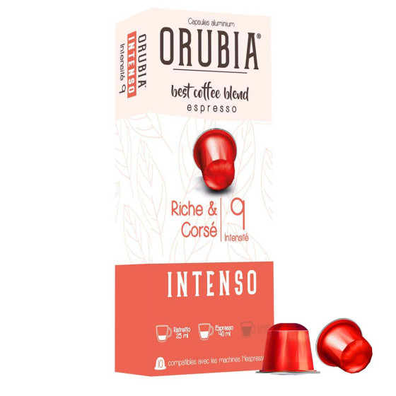 Capsule Nespresso Compatible Café Orubia Intenso 50% Arabica Intensité 9 - 10 capsules
