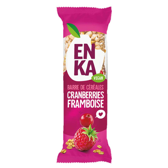 Barre de Céréales Enka Cranberries Framboise - Boite distributrice de 20 barres