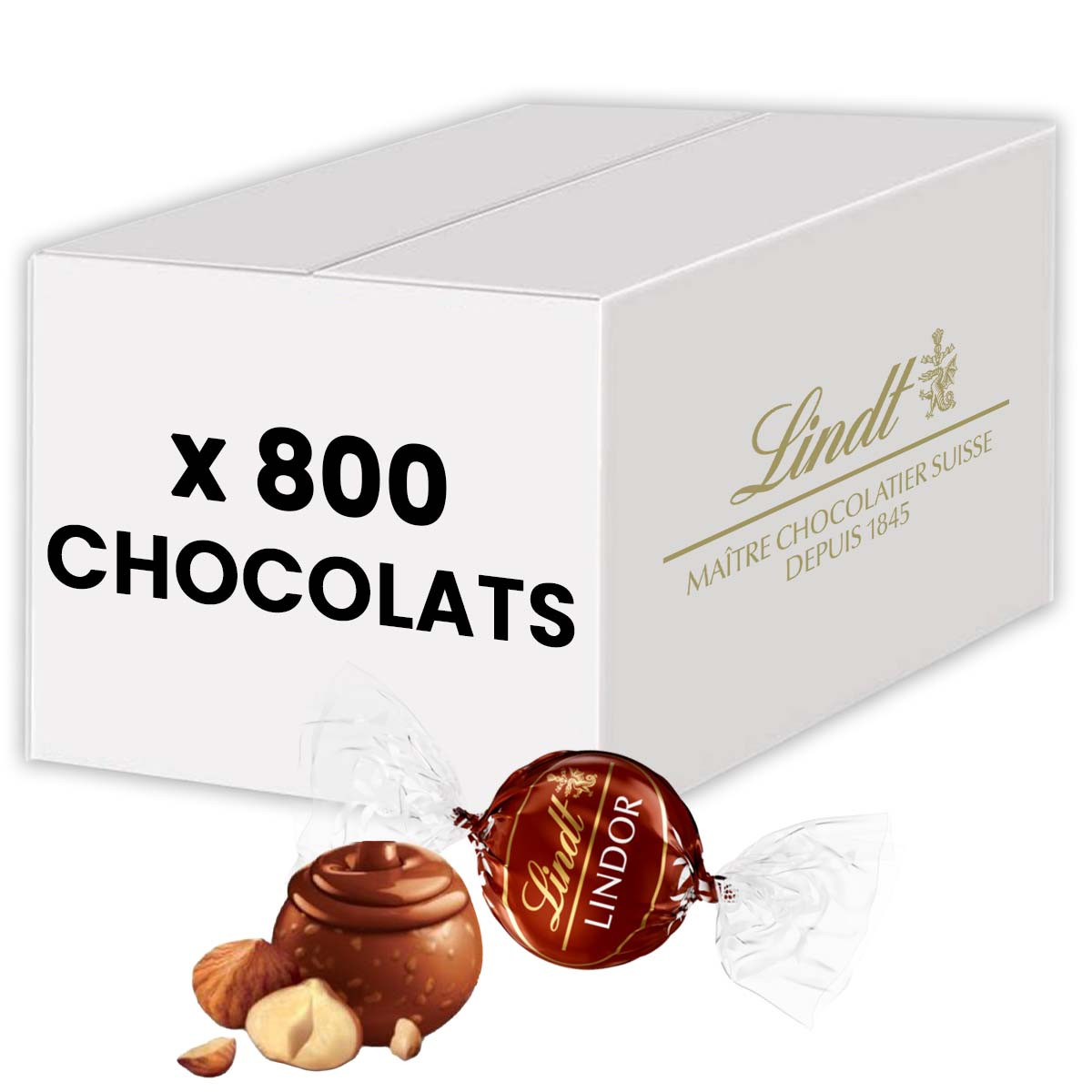 Chocolat au Lait Praliné Noisettes Lindt Lindor par 10 kg - 800 pièces