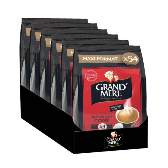 Dosette Senseo compatible Café Grand'Mère Corsé - 6 paquets - 324 dosettes