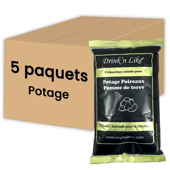 Potage Instantané Distributeur Automatique Drink'n Like Soupe Poireaux Pomme de terre - 5 paquets - 5 Kg