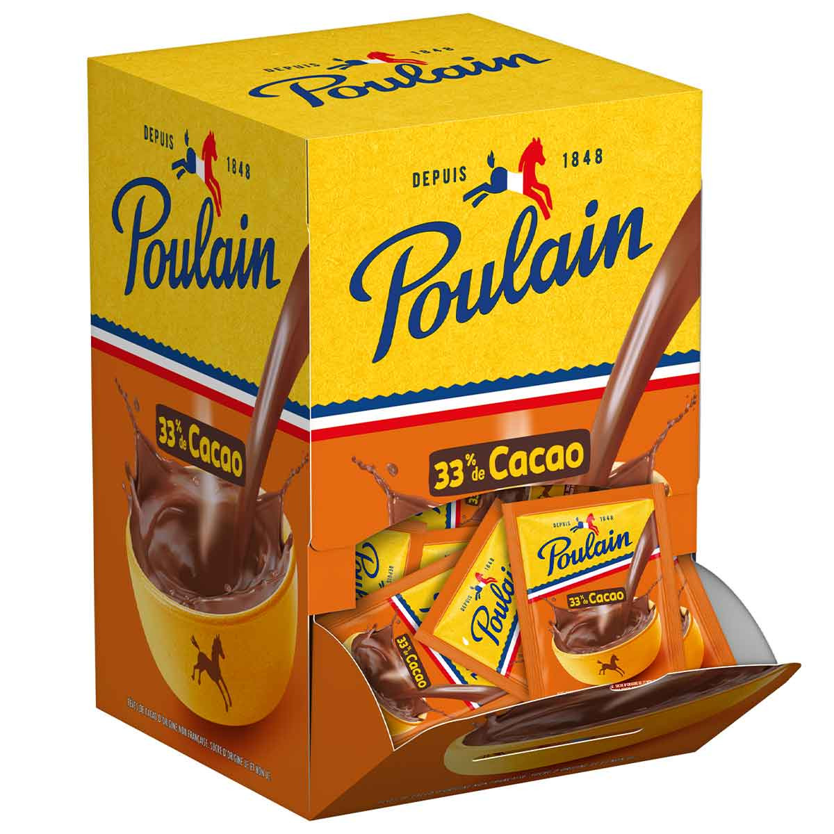Chocolat Chaud Poulain - Boite distributrice - 100 dosettes indiv.