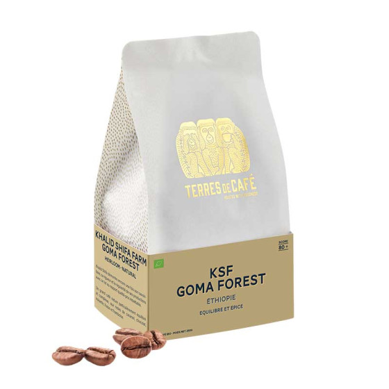 Café de Spécialité en Grains Bio Terres de Café Éthiopie Goma Forest - 3 paquets - 750 gr