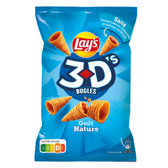 Biscuits Apéritif - Lay's 3D goût Nature 80g - 15 Paquets