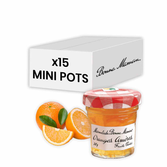 Confiture Bonne Maman Marmelade d'Orange 30 gr - 15 mini pots en verre