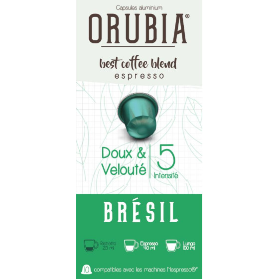 Capsule Nespresso Compatible Café Orubia Brésil 100% Arabica Intensité 5 - 600 capsules + 60 capsules Offertes
