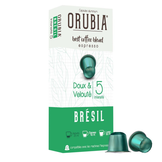 Capsule Nespresso Compatible Café Orubia Brésil 100% Arabica Intensité 5 - 600 capsules + 60 capsules Offertes