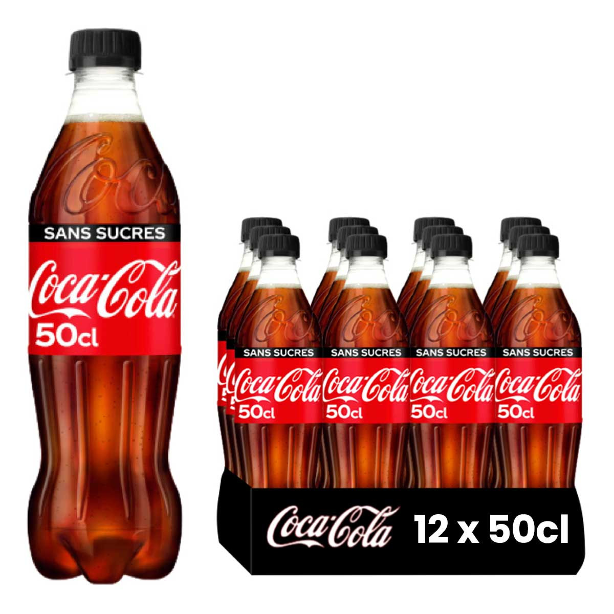 Bouteille de CocaCola Zéro Soda Sans Sucres 50cl x12
