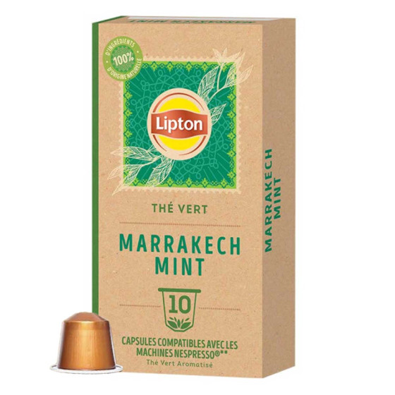 LIPTON Capsule Nespresso Compatible Th&eacute; Vert  Menthe Marrakech - 10 capsules 
