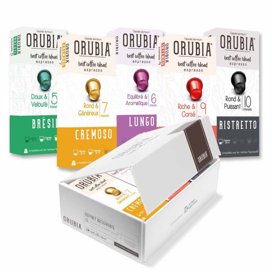 ORUBIA Coffret D&eacute;couverte Capsule Nespresso Compatible  - 50 capsules 