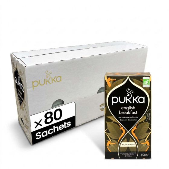 PUKKA Th&eacute; Noir Bio  Elegant English Breakfast - 4 boites - 80 sachets 