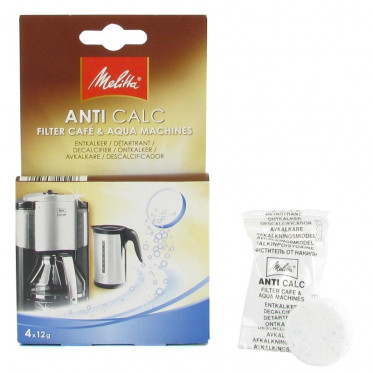 MELITTA anti calc pour machines à café filtre & bouilloires 4x12g Détartrant Comprimés 