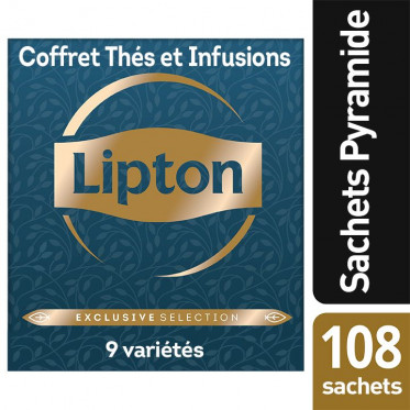 Coffret de Thés et Infusions Exclusive Sélection Lipton - 9 parfums -108 sachets pyramides