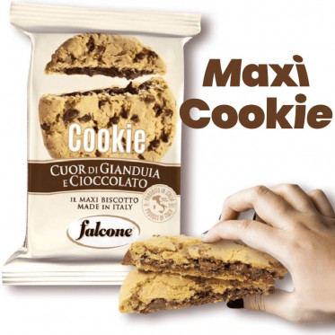 Maxi Cookie Coeur fondant Gianduja et Chocolat Lait - Falcone - Carton de 40 pièces