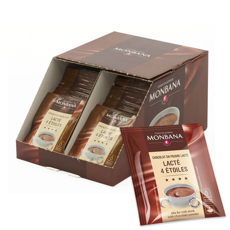 100 sachets de préparation lactée au chocolat en poudre Monbana