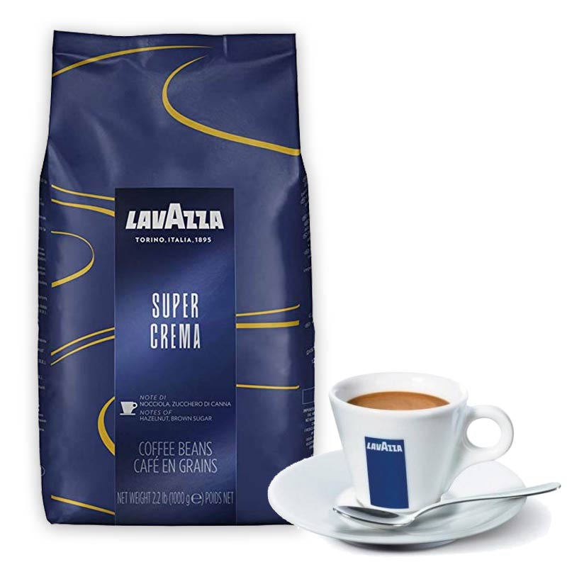 Lavazza Super Crema Café en Grains Italien Intensité 3/5 Blend - 1kg
